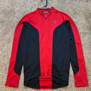 Men’s Specialized Full Zip Long Sleeve Cycling Jersey Red Black Large